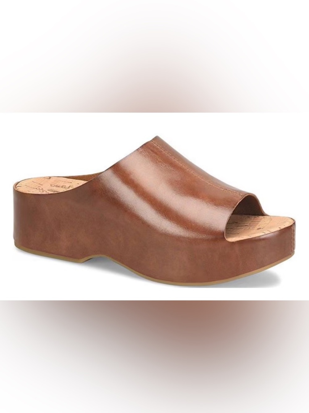 Kork-Ease Yazmin brown Leather Overlasted Slide Sandals new with box size 8